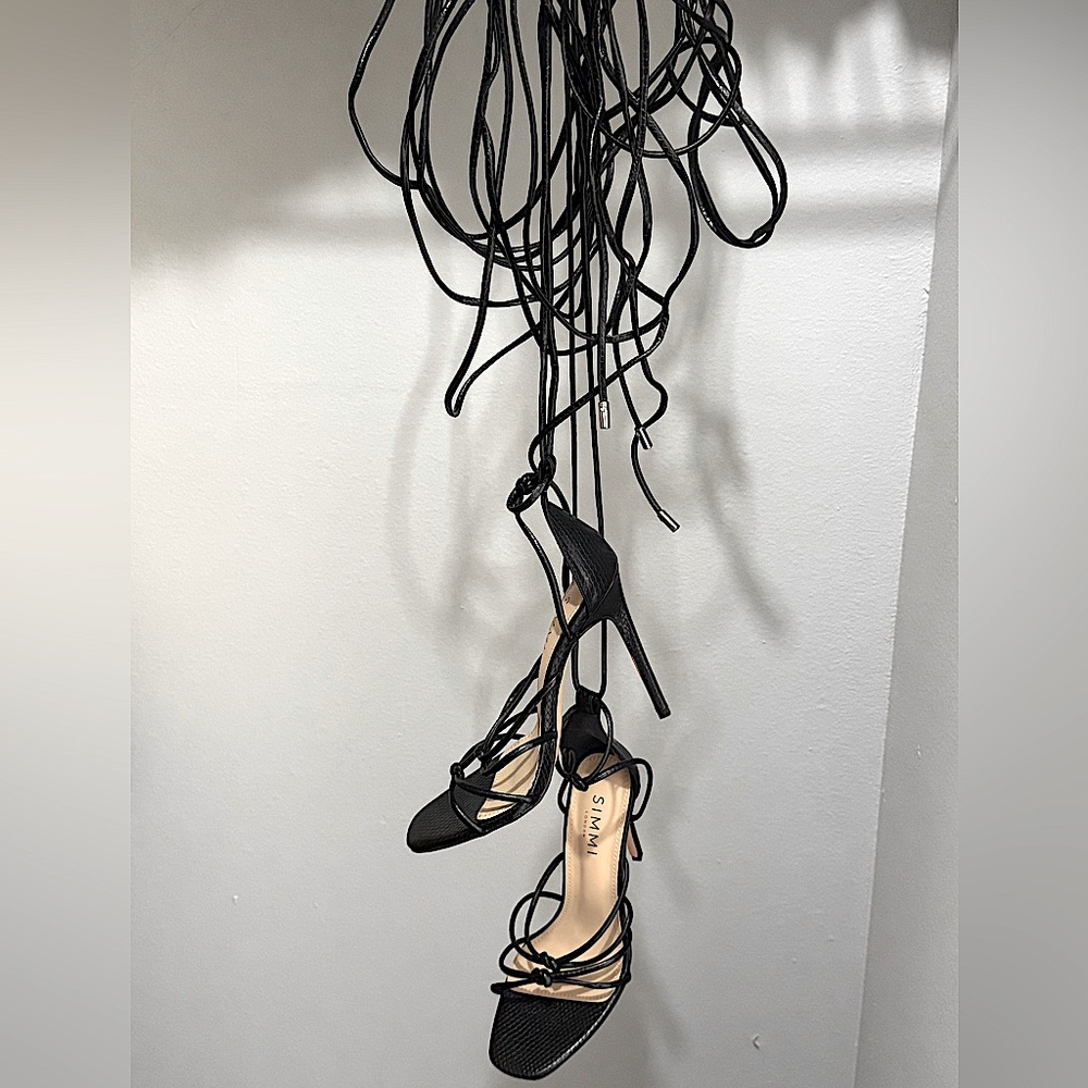 Simmi Shoes London Thigh High Black Strappy Sandals